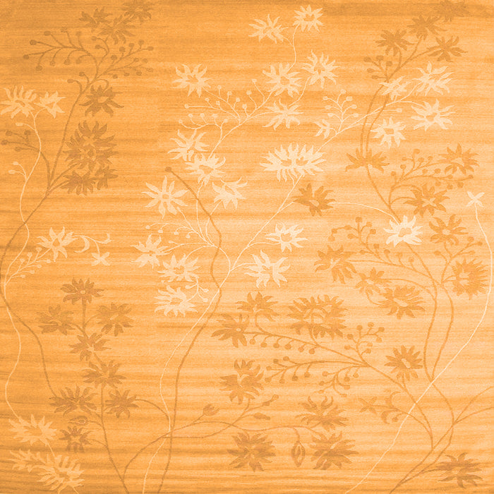 Round Machine Washable Abstract Orange Contemporary Area Rugs, wshcon1238org