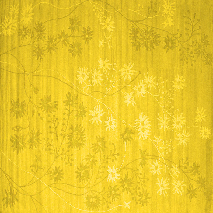 Square Machine Washable Abstract Yellow Contemporary Rug, wshcon1238yw