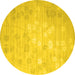 Round Abstract Yellow Contemporary Rug, con1238yw