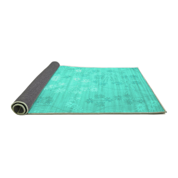 Sideview of Abstract Turquoise Contemporary Rug, con1238turq