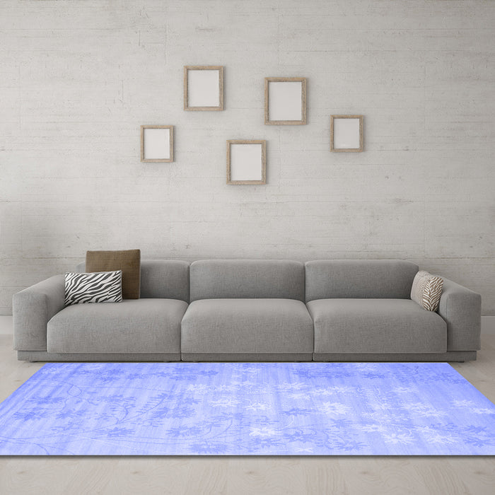 Machine Washable Abstract Blue Contemporary Rug in a Living Room, wshcon1238blu