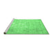 Sideview of Machine Washable Abstract Emerald Green Contemporary Area Rugs, wshcon1238emgrn