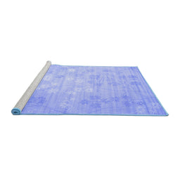 Sideview of Machine Washable Abstract Blue Contemporary Rug, wshcon1238blu