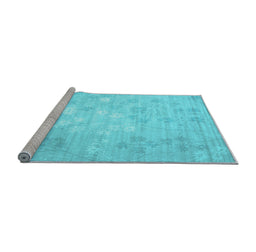 Sideview of Machine Washable Abstract Light Blue Contemporary Rug, wshcon1238lblu