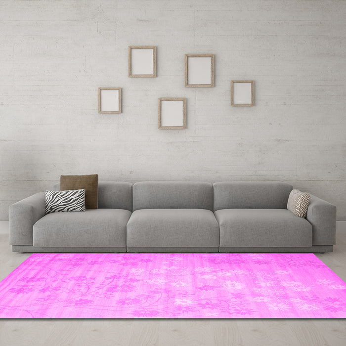 Machine Washable Abstract Pink Contemporary Rug in a Living Room, wshcon1238pnk