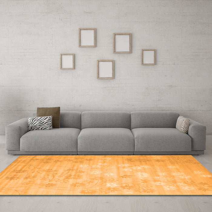 Machine Washable Abstract Orange Contemporary Area Rugs in a Living Room, wshcon1238org