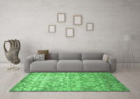 Machine Washable Abstract Emerald Green Contemporary Rug, wshcon1239emgrn