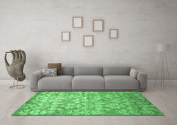 Machine Washable Abstract Emerald Green Contemporary Area Rugs in a Living Room,, wshcon1239emgrn