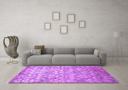 Machine Washable Abstract Purple Contemporary Area Rugs in a Living Room, wshcon1239pur