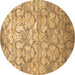 Round Abstract Brown Contemporary Rug, con1239brn