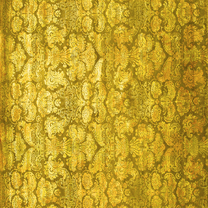 Square Machine Washable Abstract Yellow Contemporary Rug, wshcon1239yw