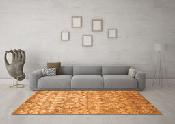 Machine Washable Abstract Orange Contemporary Area Rugs in a Living Room, wshcon1239org