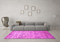 Machine Washable Abstract Pink Contemporary Rug, wshcon1239pnk