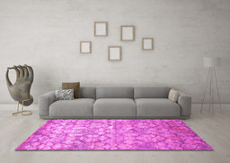Machine Washable Abstract Pink Contemporary Rug in a Living Room, wshcon1239pnk