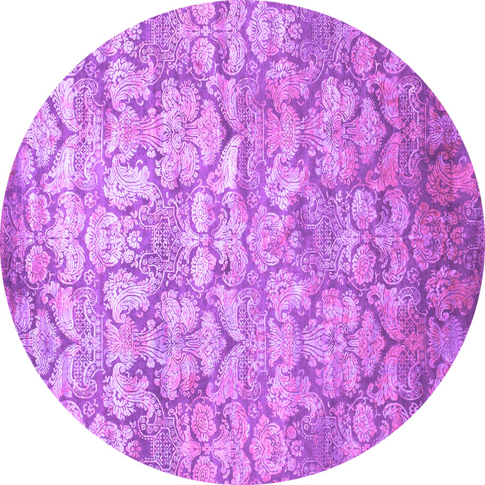Round Abstract Purple Contemporary Rug, con1239pur