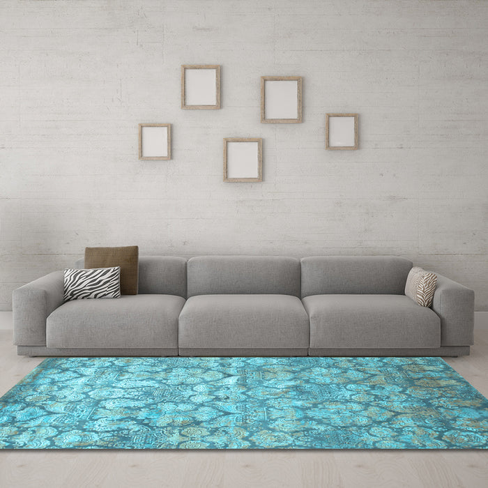 Machine Washable Abstract Light Blue Contemporary Rug in a Living Room, wshcon1239lblu