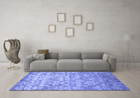 Machine Washable Abstract Blue Contemporary Rug, wshcon1239blu