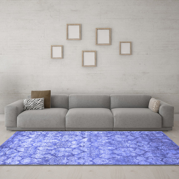 Machine Washable Abstract Blue Contemporary Rug in a Living Room, wshcon1239blu
