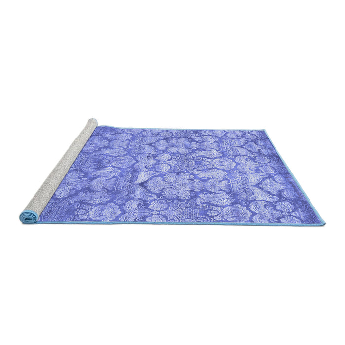 Sideview of Machine Washable Abstract Blue Contemporary Rug, wshcon1239blu
