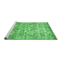 Sideview of Machine Washable Abstract Emerald Green Contemporary Area Rugs, wshcon1239emgrn