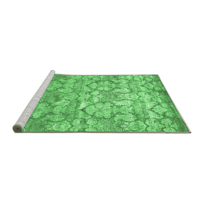 Sideview of Machine Washable Abstract Emerald Green Contemporary Area Rugs, wshcon1239emgrn