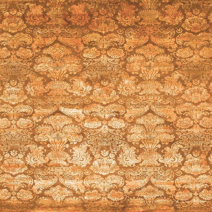 Round Machine Washable Abstract Orange Contemporary Area Rugs, wshcon1239org