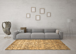 Machine Washable Abstract Brown Contemporary Rug in a Living Room,, wshcon1239brn