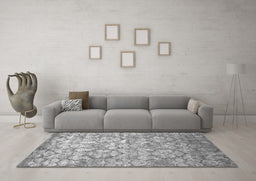 Machine Washable Abstract Gray Contemporary Rug in a Living Room,, wshcon1239gry