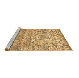 Sideview of Machine Washable Abstract Brown Contemporary Rug, wshcon1239brn