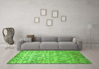 Machine Washable Abstract Green Contemporary Rug, wshcon1239grn