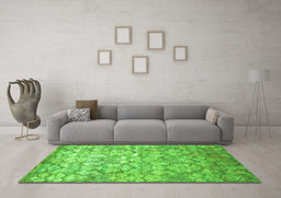 Machine Washable Abstract Green Contemporary Area Rugs in a Living Room,, wshcon1239grn