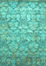 Machine Washable Abstract Turquoise Contemporary Area Rugs, wshcon1239turq