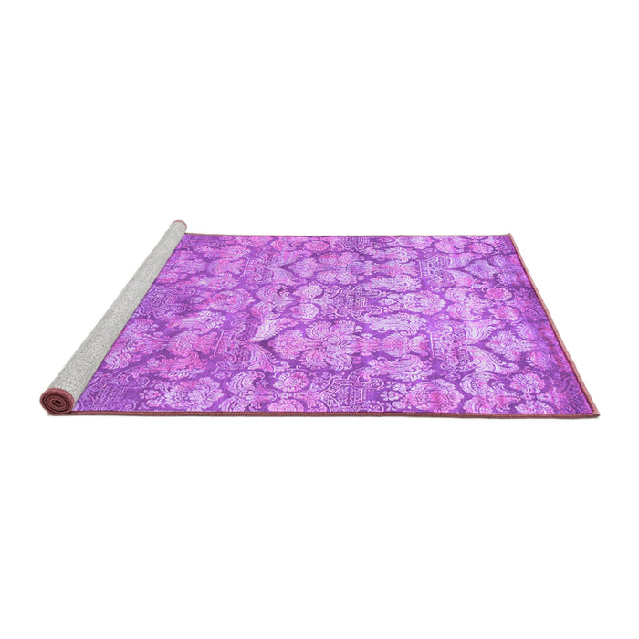 Sideview of Machine Washable Abstract Purple Contemporary Area Rugs, wshcon1239pur