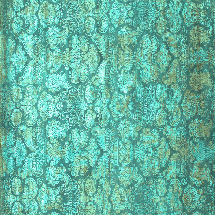 Square Abstract Turquoise Contemporary Rug, con1239turq