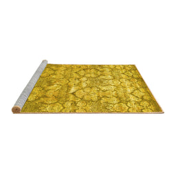Sideview of Machine Washable Abstract Yellow Contemporary Rug, wshcon1239yw