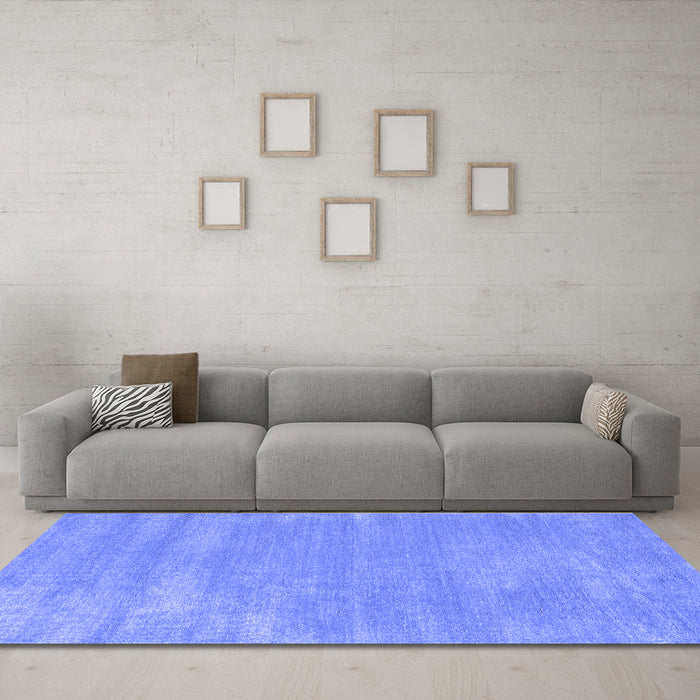 Machine Washable Abstract Blue Contemporary Rug in a Living Room, wshcon123blu