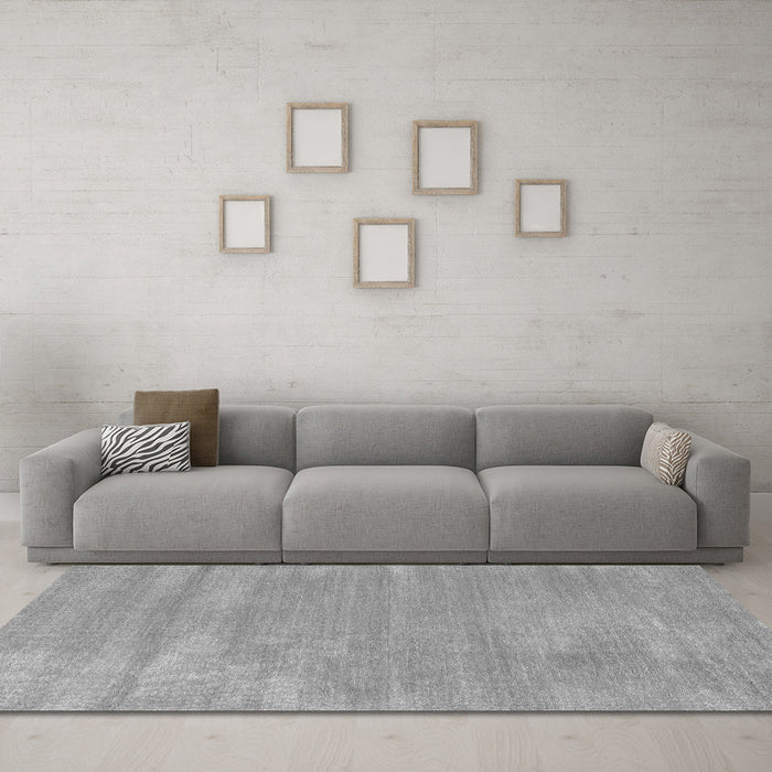 Machine Washable Abstract Gray Contemporary Rug in a Living Room,, wshcon123gry
