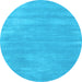 Round Abstract Light Blue Contemporary Rug, con123lblu