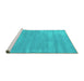 Sideview of Machine Washable Abstract Turquoise Contemporary Area Rugs, wshcon123turq