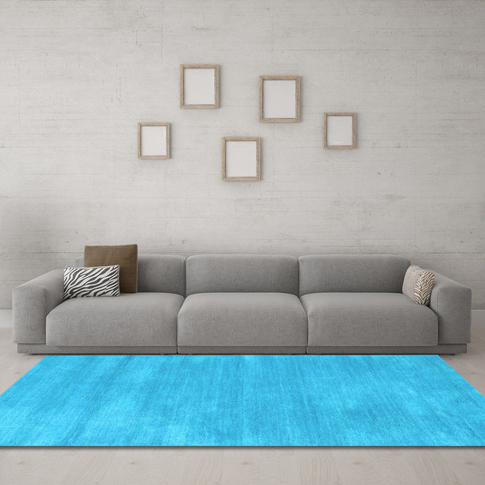Machine Washable Abstract Light Blue Contemporary Rug in a Living Room, wshcon123lblu