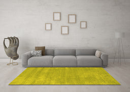 Machine Washable Abstract Yellow Contemporary Rug in a Living Room, wshcon123yw