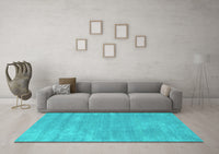 Machine Washable Abstract Turquoise Contemporary Rug, wshcon123turq