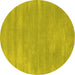 Round Abstract Yellow Contemporary Rug, con123yw