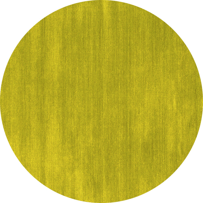 Round Machine Washable Abstract Yellow Contemporary Rug, wshcon123yw