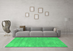 Machine Washable Abstract Green Contemporary Area Rugs in a Living Room,, wshcon123grn