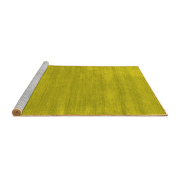 Sideview of Machine Washable Abstract Yellow Contemporary Rug, wshcon123yw