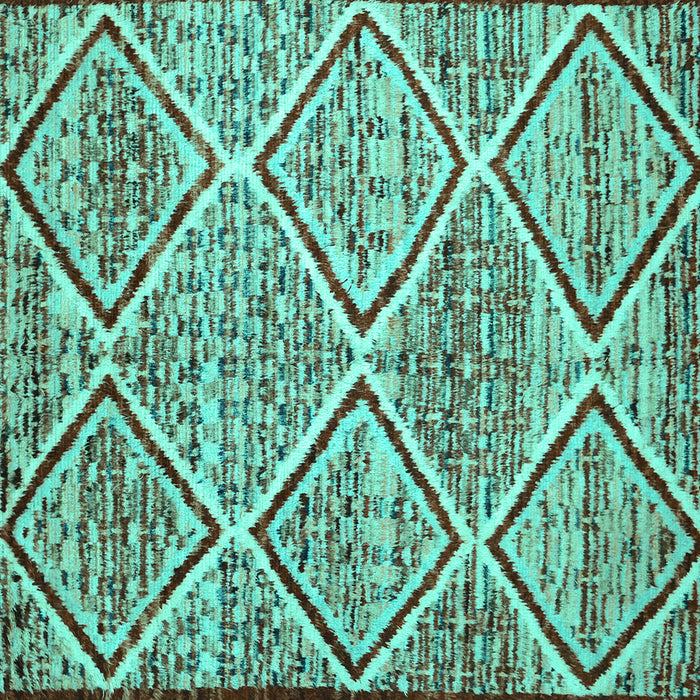 Square Machine Washable Abstract Turquoise Contemporary Area Rugs, wshcon1240turq