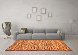 Machine Washable Abstract Orange Contemporary Area Rugs in a Living Room, wshcon1240org
