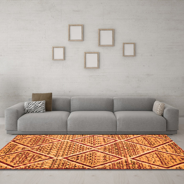 Machine Washable Abstract Orange Contemporary Area Rugs in a Living Room, wshcon1240org