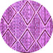 Round Machine Washable Abstract Purple Contemporary Area Rugs, wshcon1240pur